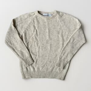 Vtg McGregor Wool Crewneck Sweater Women’s Large Oatmeal Beige Grandpa 90's